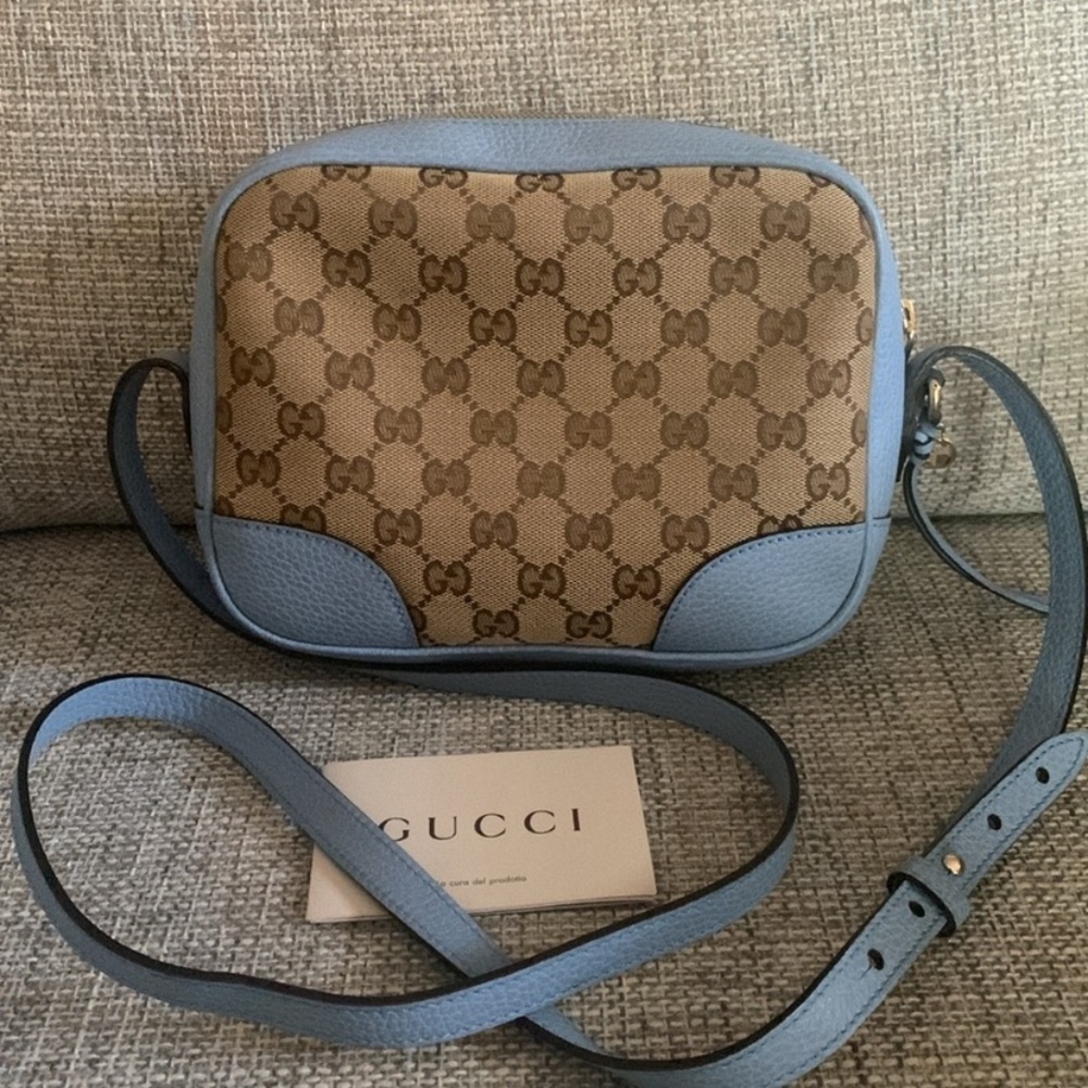 🩵🤎Gucci Tan and Blue Crossbody Bag and Matching Belt🩵🤎 - Picture 3 of 16